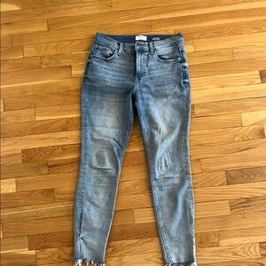 Kensie Blue Ankle Cropped Jeans with Distressed Details